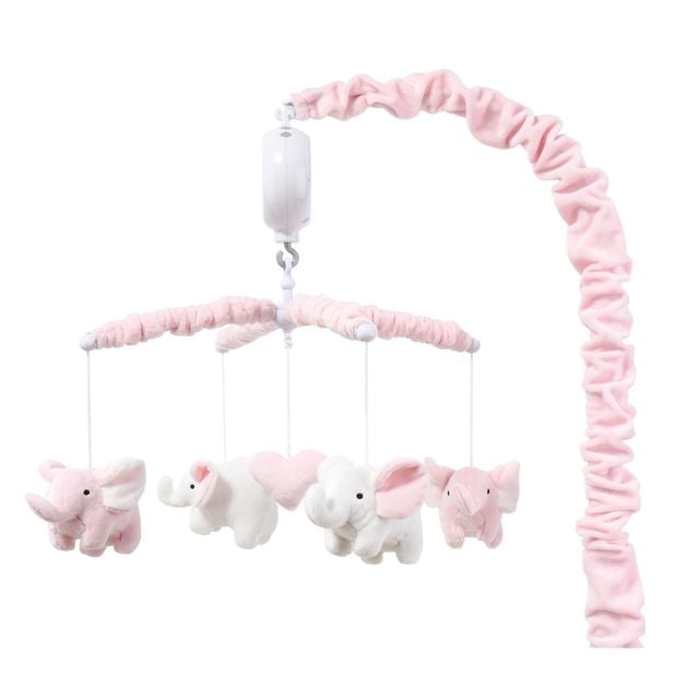 The Peanutshell Pink Elephant Musical Crib Mobile for Girls photo 1