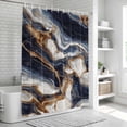 thumbnail image 6 of Blue Brown Bathroom Shower Curtains with 12 Hooks Polyester Waterproof Shower Curtain for Stalls and Bathtubs Modern Abstract Art Decorative Bathroom Privacy Curtain 72x78 Inches, 6 of 8