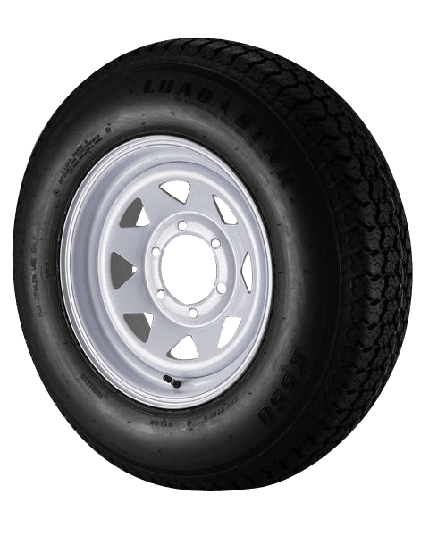 ST225/75D15 Loadstar Trailer Tire LRD on 6 Bolt Silver Spoke Wheel 
