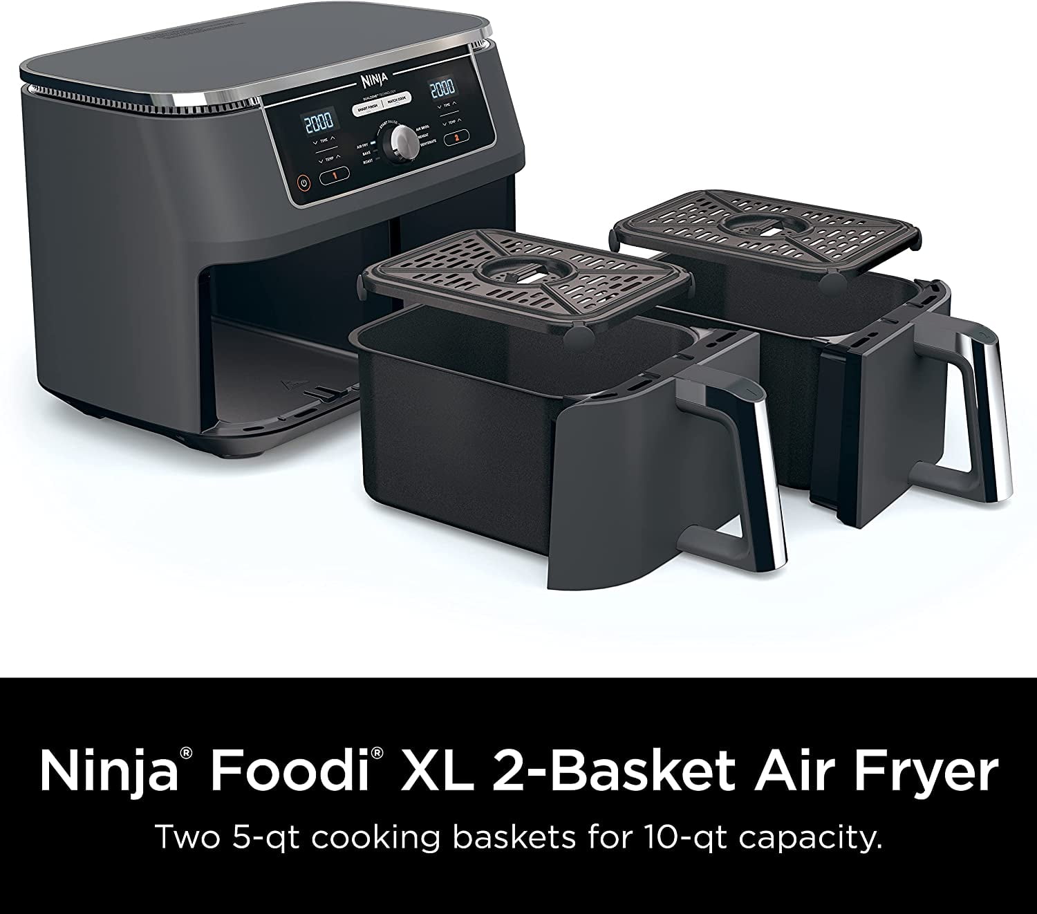 Restored Ninja DZ401 Foodi 6-in-1 10 Quart XL 2-Basket Air Fryer