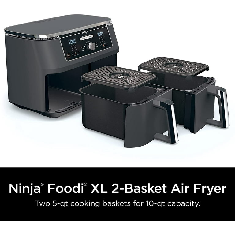 Dual Basket Air Fryer Accessories, 15pcs Set for Ninja DZ401 DZ201 Foodi  Dualzone Air Fryers with 100pcs Air Fryer Liners, 2 Non-Stick Pans