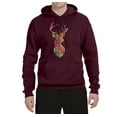 thumbnail image 2 of Trippy Colorful Buck Head Rainbow Hunting Deer Mosaic | Mens Animal Lover Hooded Sweatshirt Graphic Hoodie, Maroon, Medium, 2 of 4