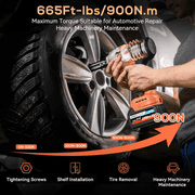 Cordless Impact Wrench, 665Ft-Ibs (900N.m) 1/2 Electric Impact Wrench, 21V Power Impact Drill with 2x 4.0Ah Battery, 6 Sockets, 8 Drill, 6 Screws, Impact Gun Variable Speeds for Car/Truck/Mower