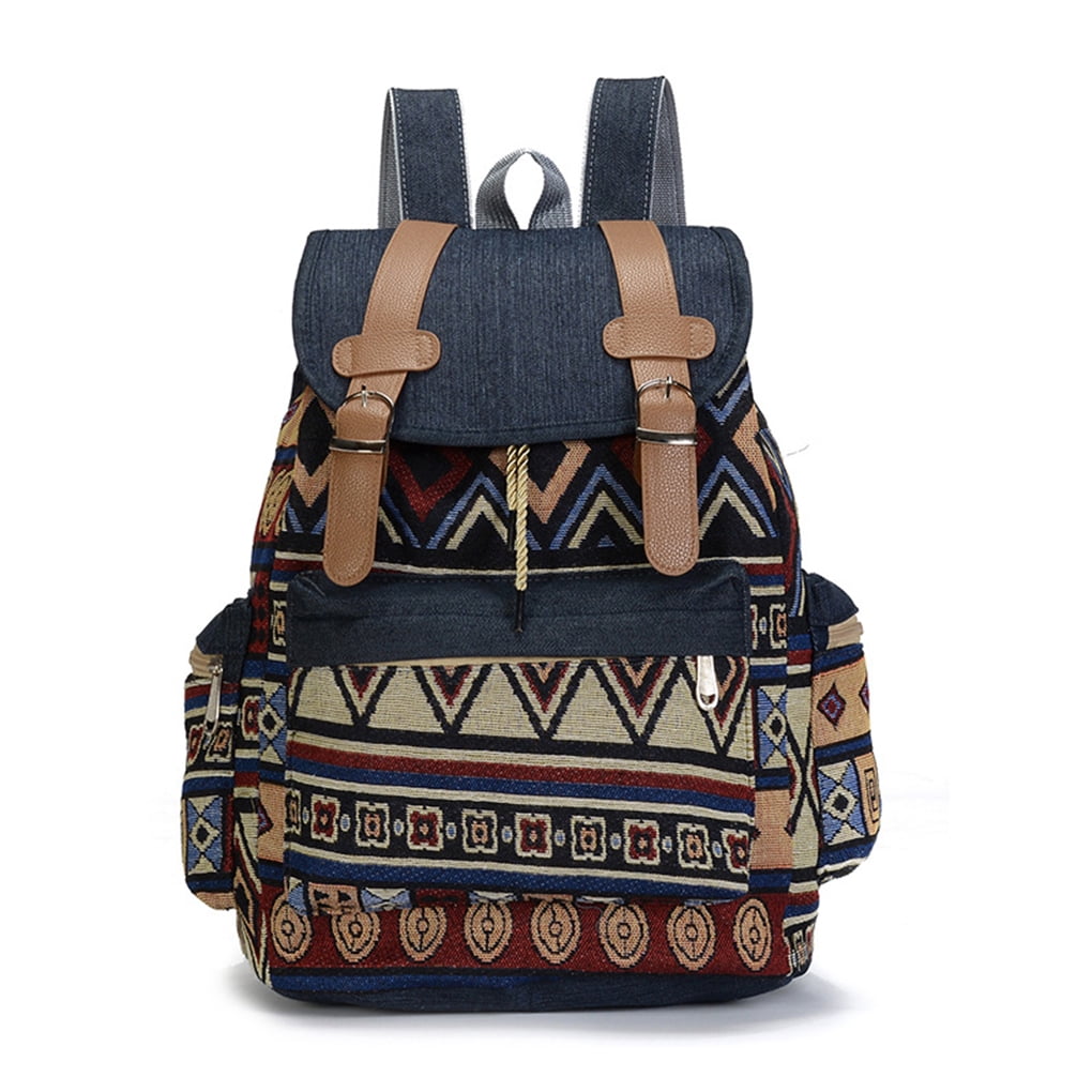 Redempat Canvas Backpack Bags Organizer Large Capacity for Zipper Ethnic Schoolbag Causal Shopping Rucksack Travel Shoulder Bag Type 1 Walmart