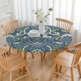 thumbnail image 3 of Colorful Floral Bohemian Table Cover - Elasticized Edge for Round Tables 52-56 Inches - Perfect Fit Tablecloth for Patio, 3 of 7