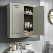 Neutype 26"x22"x8" Modern Rectangle Wood Wall Mounted Storage Cabinets for Bathroom,Gray