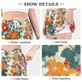 thumbnail image 6 of FORMRS Womens Swim Shorts Mesh Liner Quick Dry Casual Beach Board Bottom with Pockets, Sizes S-2XL, Orange Japanese Flowers Pattern, 6 of 9