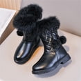 thumbnail image 5 of Eltusu Girls Winter Snow Boots, Mid-Calf Soft Thermal Non-Slip Windproof Boots Black Size 1.5 Big Kids, 5 of 9