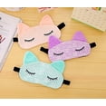 thumbnail image 2 of Masques de Sommeil Beaux et Confortables - Ensemble de 3 (Chat Endormi - Rose/vert/violet), 2 of 5