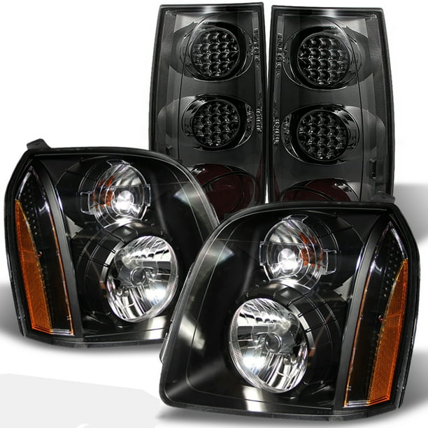 Fit 0714 Yukon/ XL /Denali Headlights + Smoke LED Tail Lights Combo