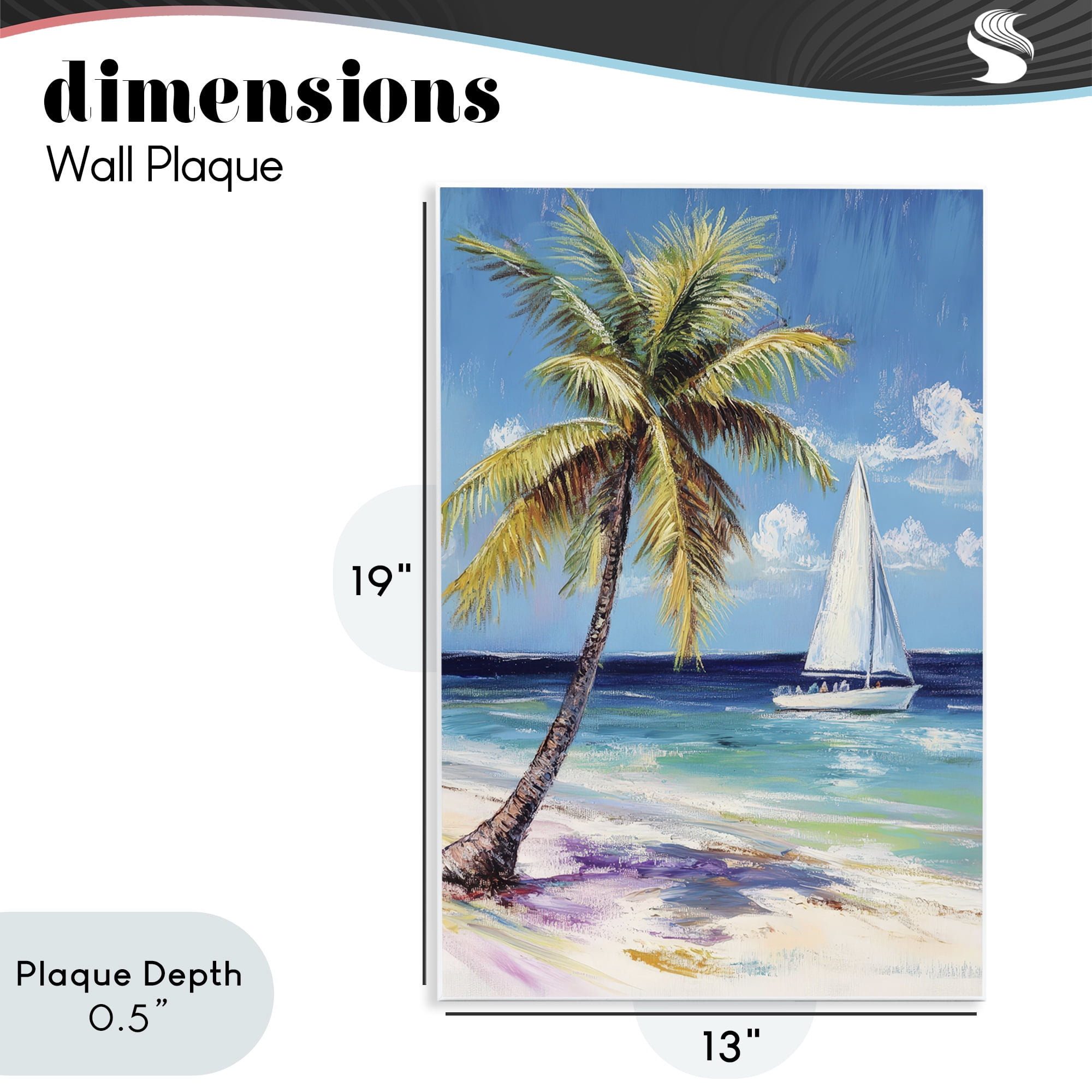 Stupell Industries Sailboat Delight with Palm Tree Wall Plaque Art, design by Petal Prints Design
