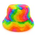 thumbnail image 1 of Sombreros de cubo esponjosos de piel sintética de leopardo de vaca para mujer, sombrero de sol cálido para exteriores, gorra de pescador peluda de terciopelo suave, moda de Panamá para niña, Invierno, 1 of 5