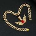 thumbnail image 5 of Hip Hop Cuban Chains Red Gemstone Wing Pendant Diamond Cuban Necklace for Men and Women 15mm Necklaces Jewelry Iced Out Bling Chain, 5 of 6