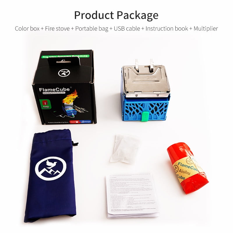 Flame Cube Portable Wood Buring Camp Stove Outdoor Folding Backpacking Stove With Battery To Power USB Charging