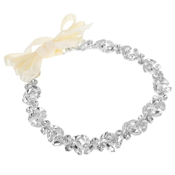 unbranded Rhinestone Dress Belt 270cm Handcrafted Bridal Shiny Bling Wedding Waist Belt with Ribbon for Women Bling Crystal Belts Glitter Ribbon Belt Jeans Dress Accessories