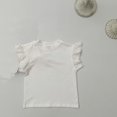 thumbnail image 4 of PEZHADA Children Solid Color Loose Girl Ruffle Sleeve Round-Neck Blouses Western Style Top, 4 of 9