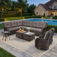 thumbnail image 2 of Bellefurn Outdoor Wicker Patio Furniture Set with Swivel Rocking Chairs,Outdoor Wicker Sectional Sofa Set L-Shaped Sectional Sofa with Ottomans,Rattan Conversation Set for Backyard Porch Garden, 2 of 11
