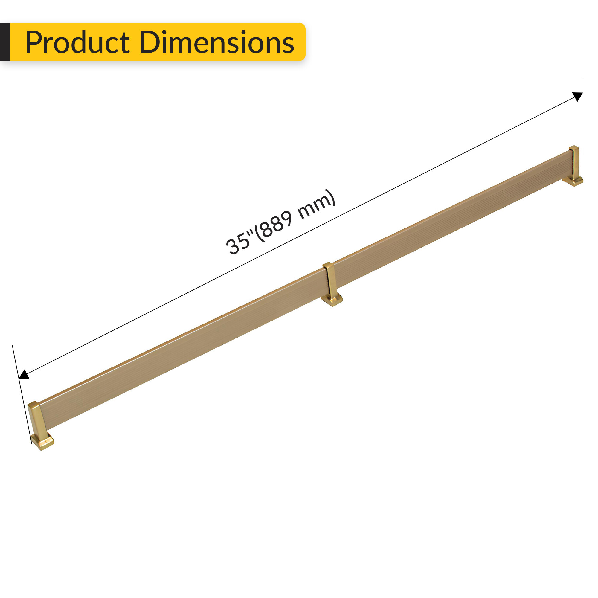 Brixwell QHHZ-024 Shoe Fence Set, For shelving 35" Length Matt Gold Finish