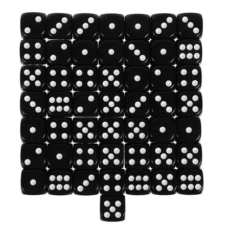 Masteelf Black 6-Sided Acrylic Game Dice Set for Board Games, RPG, & Dragons, Smooth Feel and Portable Size