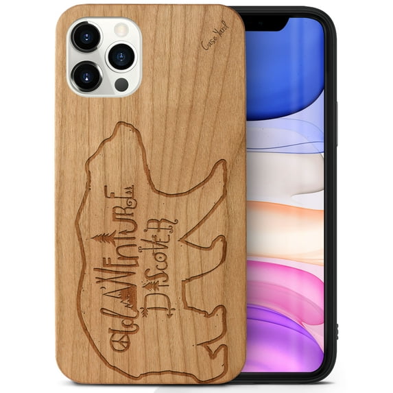 Case Yard Wooden Case Outside Soft TPU Silicone, Slim Fit Shockproof Wood Phone Cover for Girls Boys Men and Women, Supports Wireless Charging Discovery and Adventure Design case for iPhone-11-Pro