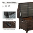 thumbnail image 4 of Outsunny Outdoor Wicker Storage Bench Deck Box, PE Rattan Patio Furniture Pool Storage Bin Container, Waterproof Cloth Bag, Comfortable Cushion, Red, 4 of 9