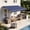 Blue, variant on BaPiPro 12'x10' Manual Retractable Awning for Patio, Outdoor Sun Shade Waterproof Fabric Canopy with Crank Handle, UV Protection for Deck Balcony, Beige