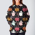 thumbnail image 4 of WTOBBY Women's Fashion Casual Long Sleeve Standing Collar Single Breasted Halloween Printed Workwear Jacket - Comfortable and Durable for Medical Apparel and Costume Use,Hot Pink M, 4 of 5