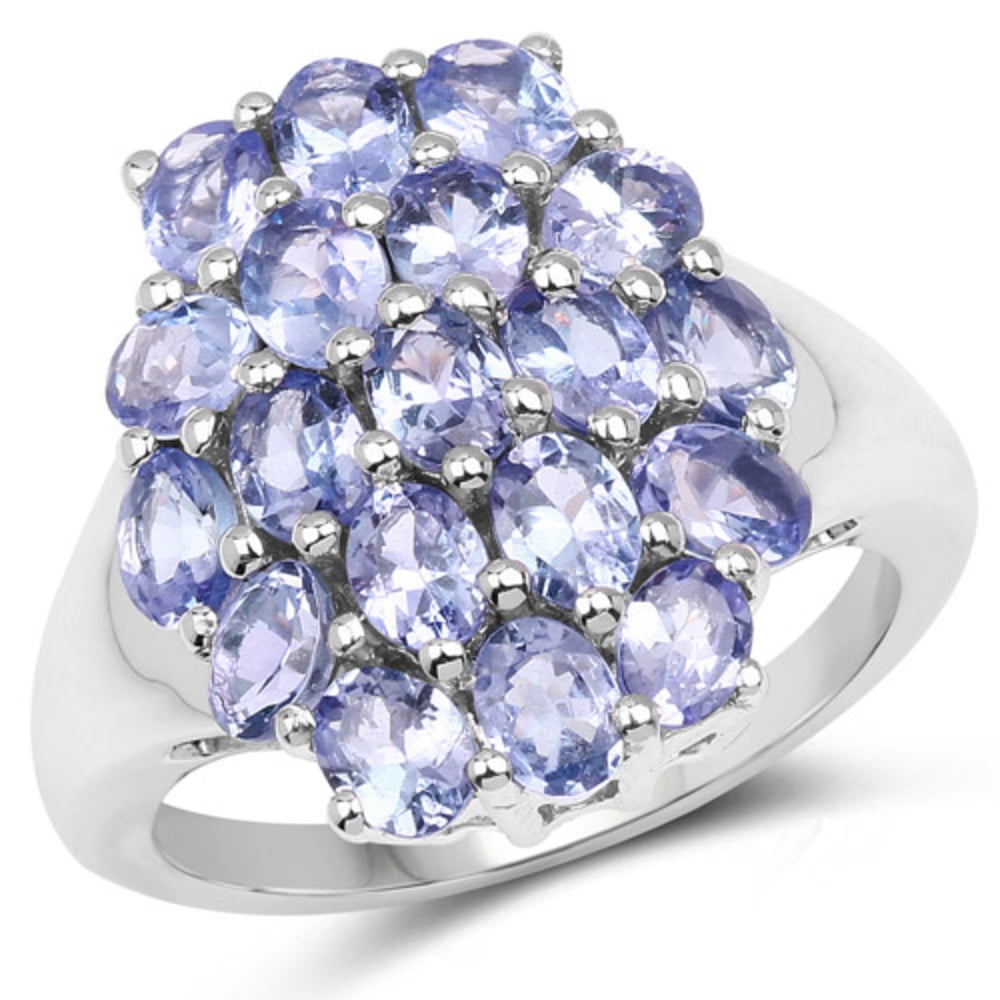 Genuine Oval Tanzanite Ring in Sterling Silver Size 8.00 by Bonyak Jewelry
