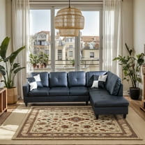 Hommoo Modern L-Shaped Sectional Sofa, Modular Living Room Furniture Set, Sofas and Couches Sets, Right Side, Black (No Ottoman)