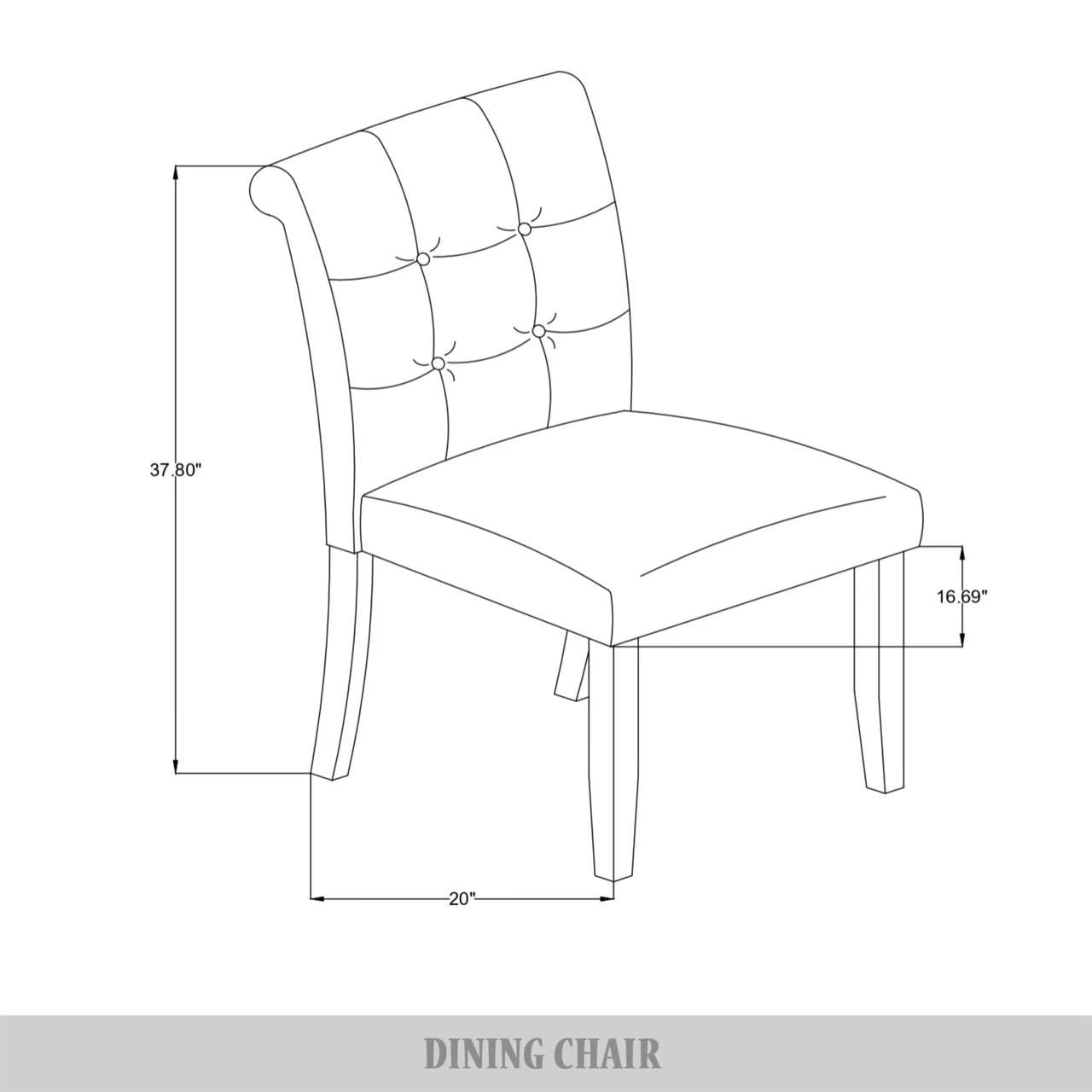 Castle Place Mid-Century Button Tufted Wooden Dining Chairs, Grey, Set of 2