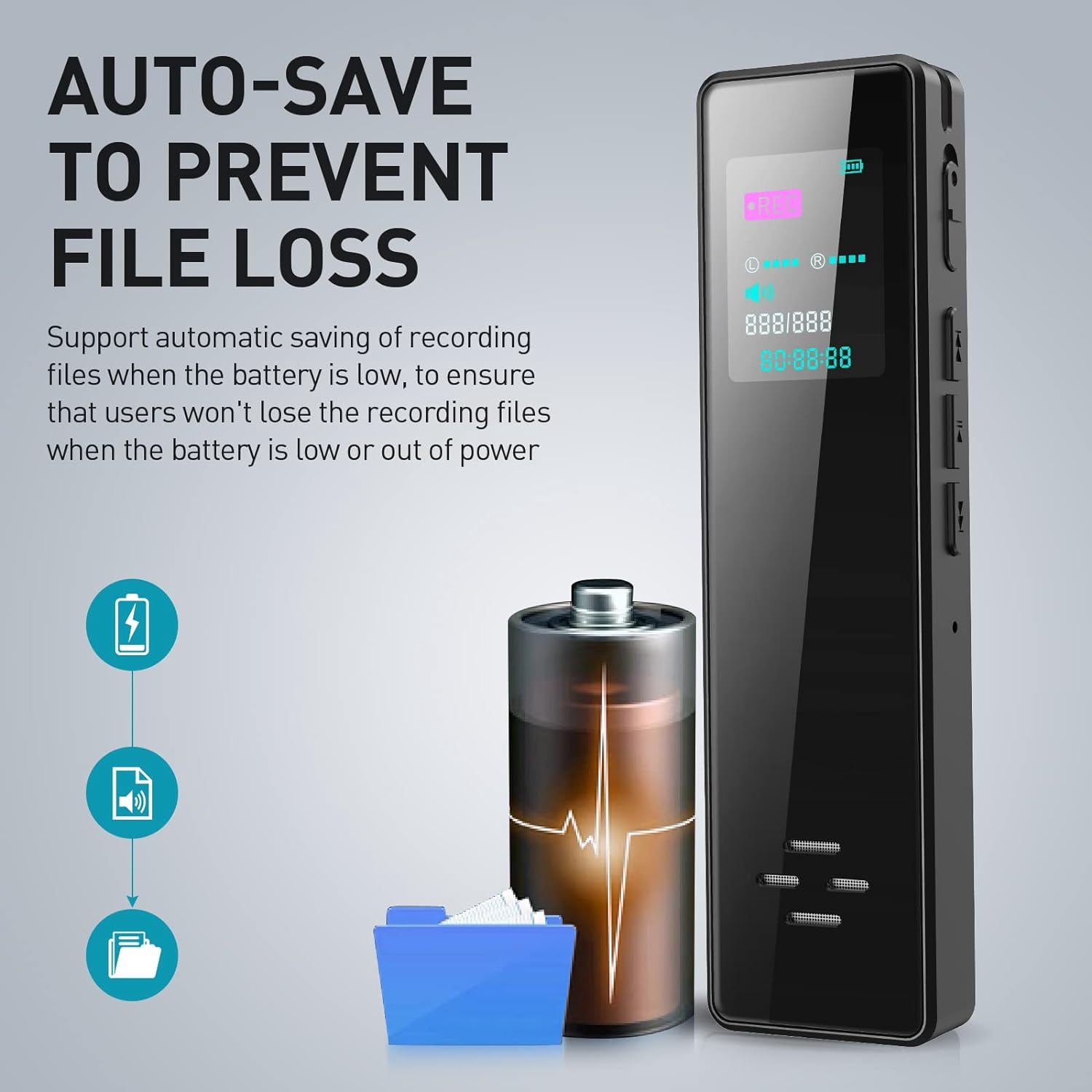 64GB Digital Audio Voice Recorder for Lectures Meetings, Voice Activated Tape Recorder with Playback Dictaphone Sound Recorder Recording Device, Noise Reduction, MP3 Player