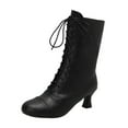 thumbnail image 2 of Bnwani Boots for Women New Winter Fashion Toe Zipper High-Heel High Ankle Versatile Casual Boot Black Size 5.5, 2 of 6