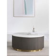 thumbnail image 5 of Maklaine Round Marble Top Coffee Table in White and Charcoal, 5 of 7