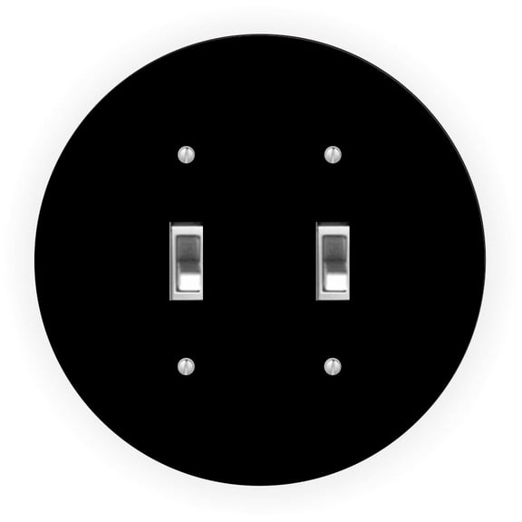 Black Design - Round Light Switch Plate Cover - Double Toggle