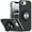 Black, variant on For iPhone 17E / 16E / SE4 Metal CD Pattern Matte Finished Hybrid with Rotational Ring [Car Mount Friendly] Case - Black