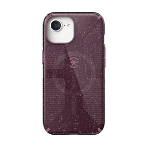 Speck CandyShell Grip Case for iPhone 15/14/13, Plumberry Glitter