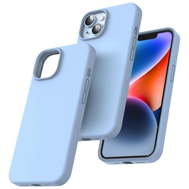 Funda de silicona TOCOL para iPhone 14 de 6.1 pulgadas, color azul cielo