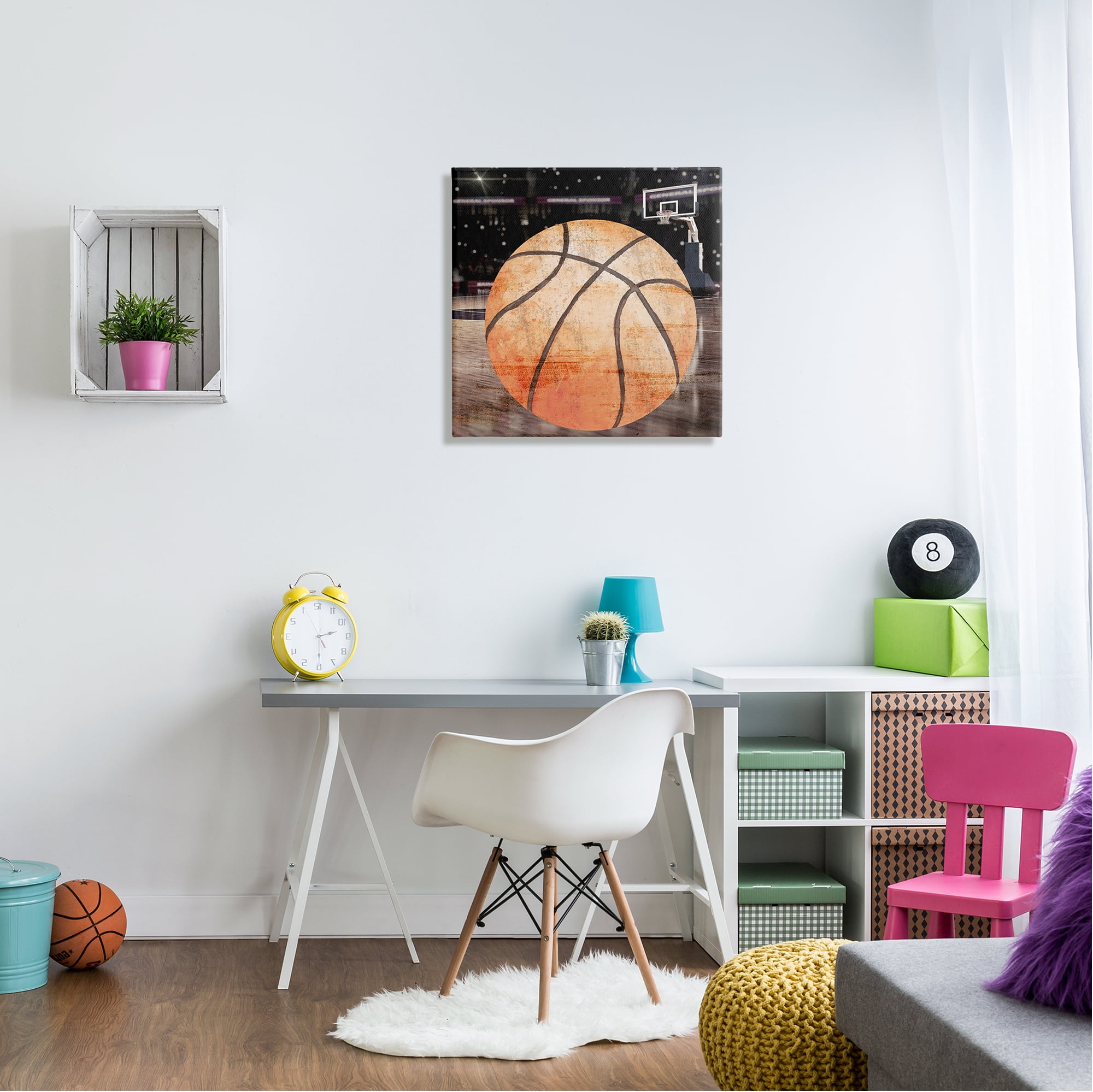 Stupell Industries Abstract Basketball Court Abstract Painting Gallery Wrapped Canvas Art Print Wall Art, 24 x 24