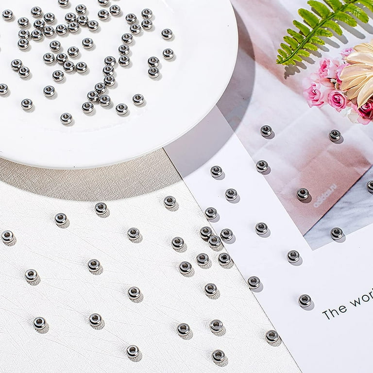 100pcs 304 Stainless Steel Loose Bead Spacers End Beads 4mm 6mm 8mm Flat  Round for Jewelry