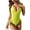 Yellow, variant on Elainilye Fashion Women's One Piece Swimsuits Tummy Control Bathing Suit Sexy V-Neck Short Sleeve Fold Solid Color Swimsuit,Green