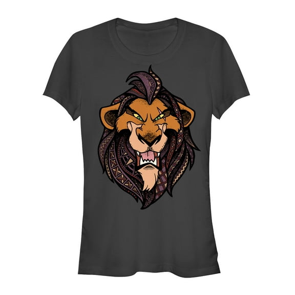 Junior's Lion King Grinning Scar Face Graphic Tee Black Large