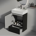 thumbnail image 2 of Striped Matt Black Bathroom Vanity with Single Door and Drawer for Space-Saving, 2 of 6