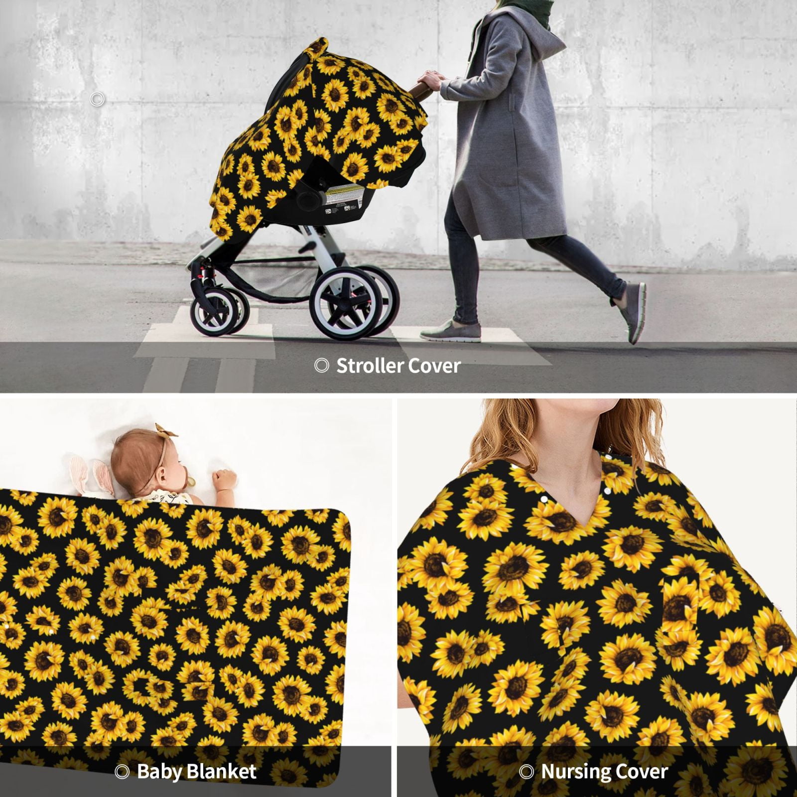 Car Seat Cover Baby - Sunflower 6 Breathable Infant Car Seat Cover for Baby Carseat, Lightweight Comfort Baby Essentials Must Haves Newborn Stuff for Girl Boy