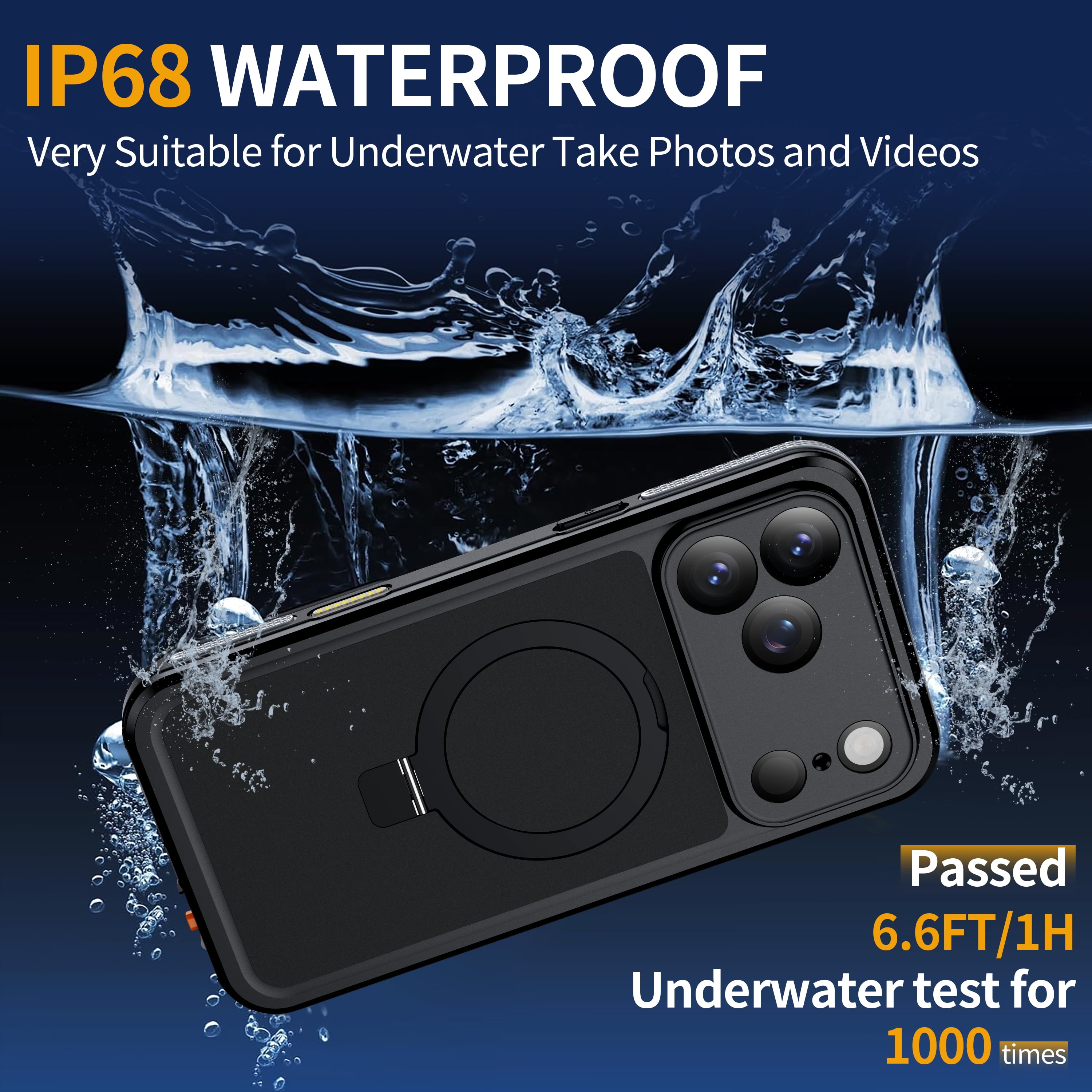ANTSHARE Magnetic for iPhone 17 Pro Max Case Waterproof, Ring Invisible Stand Shockproof Protective Phone Case 6.9''