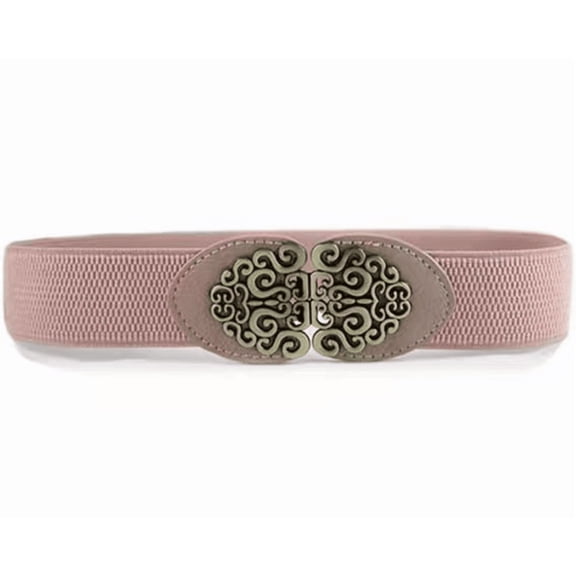 KLOY2K Women's Leather Belts Alloy Flower Buckle Waist Belt for Jeans Dresses Casual Accessories, Pink One Size