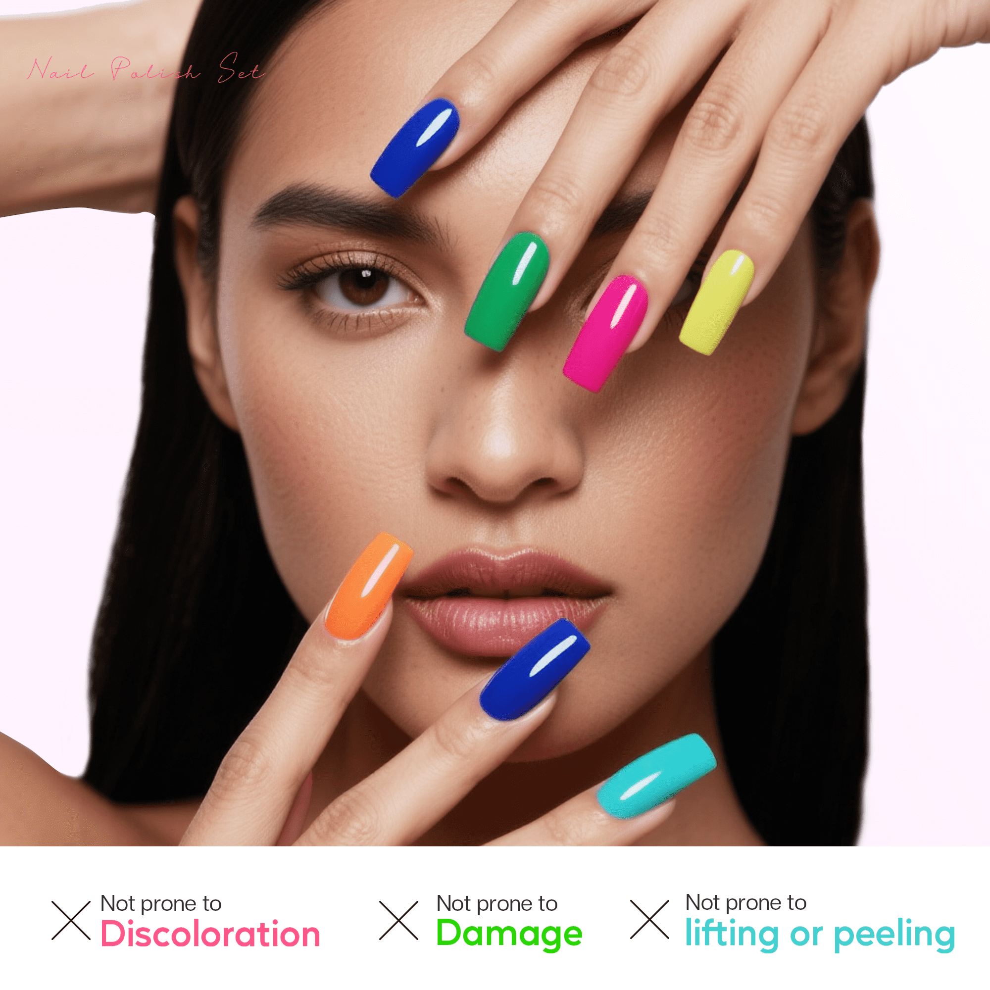 Morovan Nail Polish Set Fingernail: 48PC Air Quick Dry Nail Polish Kit with 2PC Base Top Coat Regular Nail Polish pack