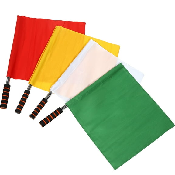 4 Pcs Referee Flag Colored Flags Stainless Steel Polyester