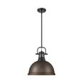thumbnail image 1 of Duncan 1-Light Pendant with Rod in Matte Black with Rubbed Bronze, 1 of 1
