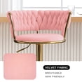 thumbnail image 4 of Velvet Swivel Bar Stools Set of 6, Adjustable Height Barstools with Woven Back and Footrest for Kitchen Island, Dining Room, Pink, 4 of 8