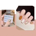 thumbnail image 2 of Uñas postizas brillantes de cobertura completa con puntas de color otoñal, color sólido, estampado floral, 2 of 5